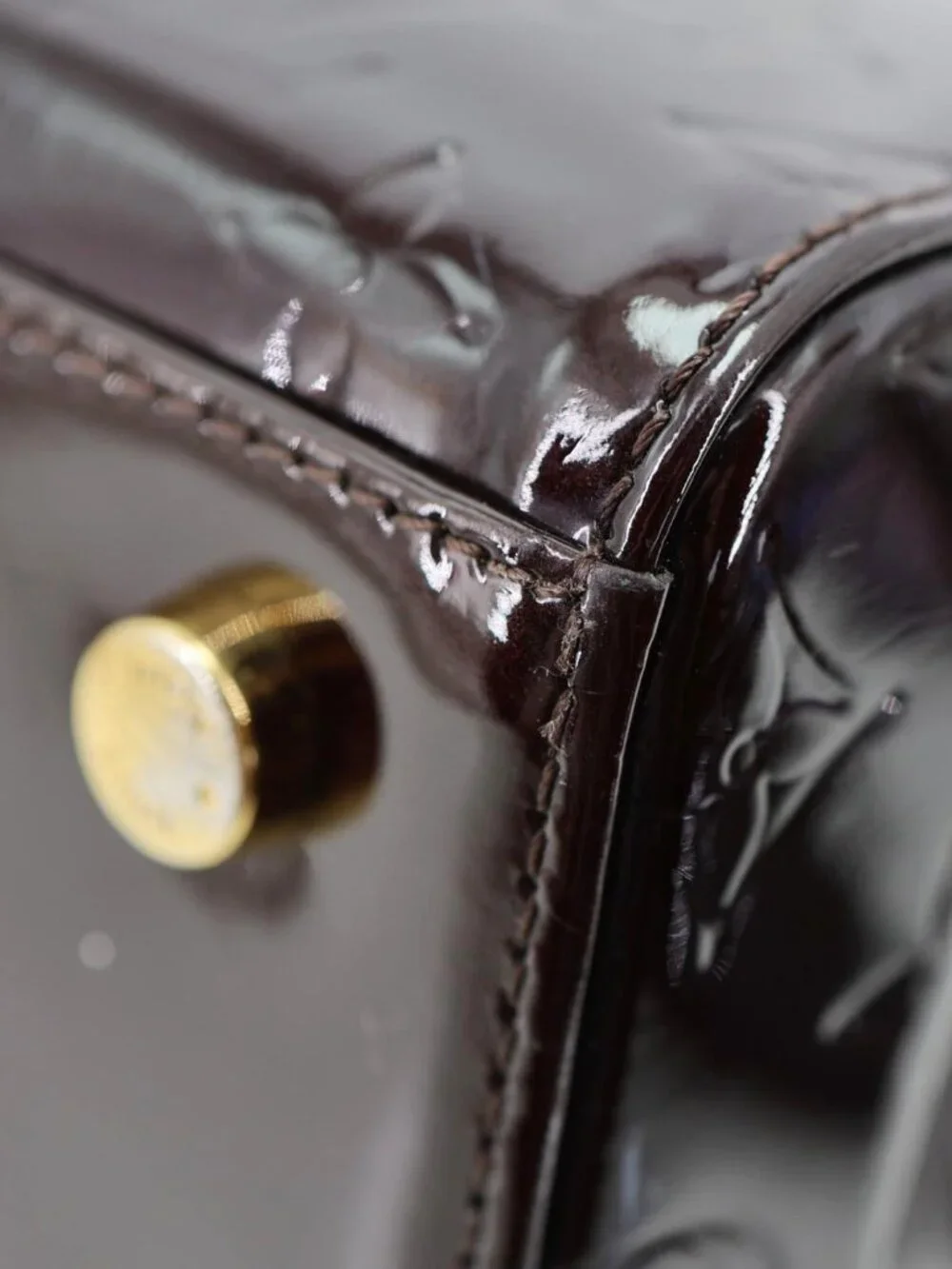 Louis Vuitton  Brea MM Monogram Vernis Satchel Bag Amarante